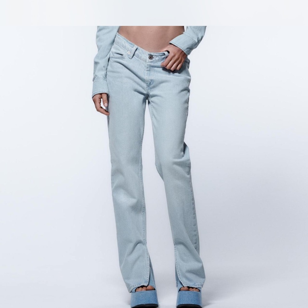 Zara Blue Straight Leg Jeans Classic Style